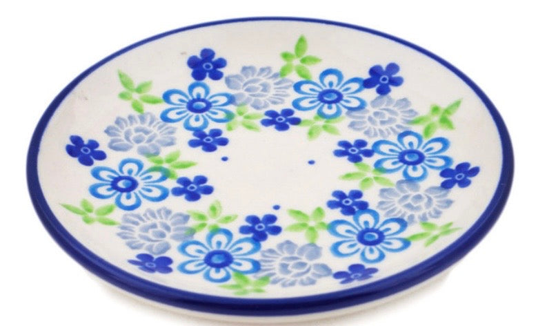 Ceramika Artystyczna, Blue and Green Flower Dream, Coaster/Mini Plate