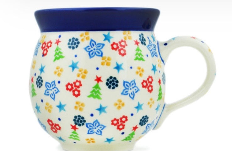 Ceramika Artystyczna, U4858, Joyful Cheer, Medium Bubble Mug 12 oz.