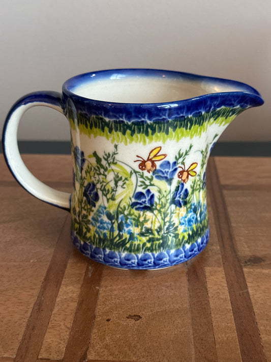 Kalich Polish Pottery,Art Level 1, Bee and Blue Flower Creamer