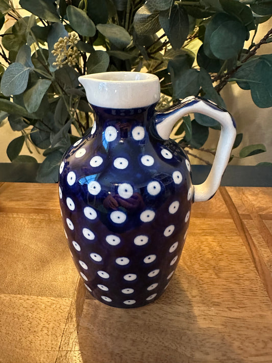 Ceramika Artystyczna Polish Pottery, Traditional Pattern, Blue Eyes, Bottle