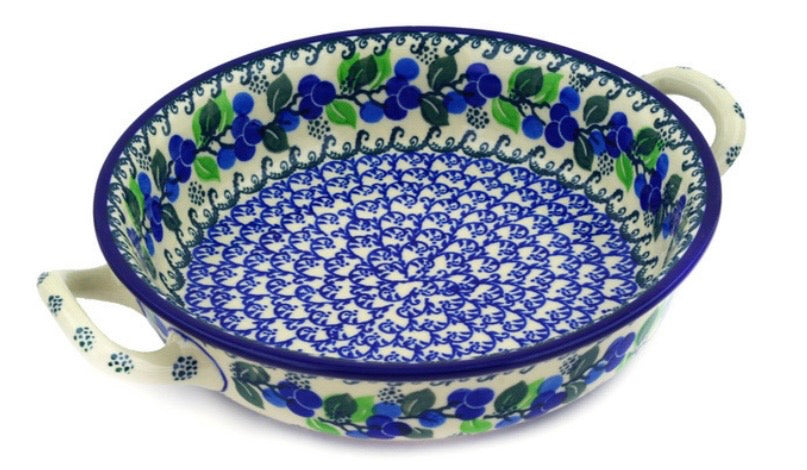 Ceramika Artystyczna, Limeberry, Medium Round Baker with Handles