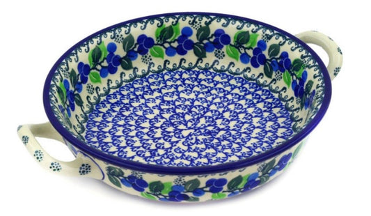 Ceramika Artystyczna, Limeberry, Medium Round Baker with Handles