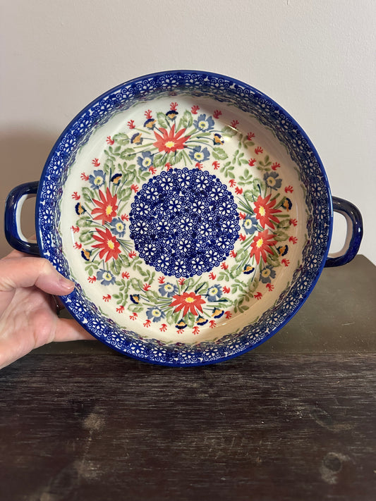 Manufaktura, Unikat Folk Flowers, Round Baker with Handles