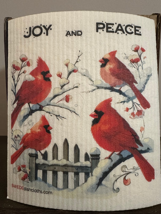 Swedish dishcloth Christmas 4 Cardinals