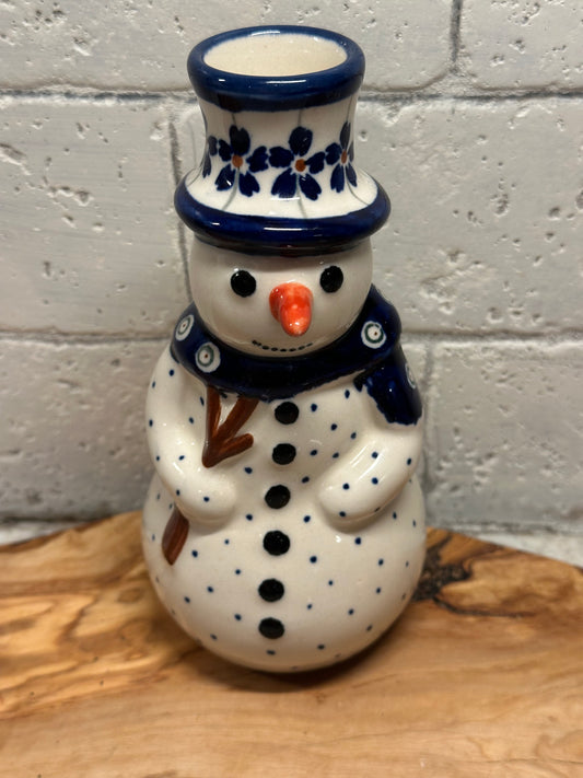 Zaklady Polish Pottery, Flowering Peacock, Snowman Candle Holder Figurine