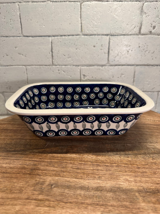 Zaklady Polish Pottery, Traditional Peacock Leaves, Rectangular Baker