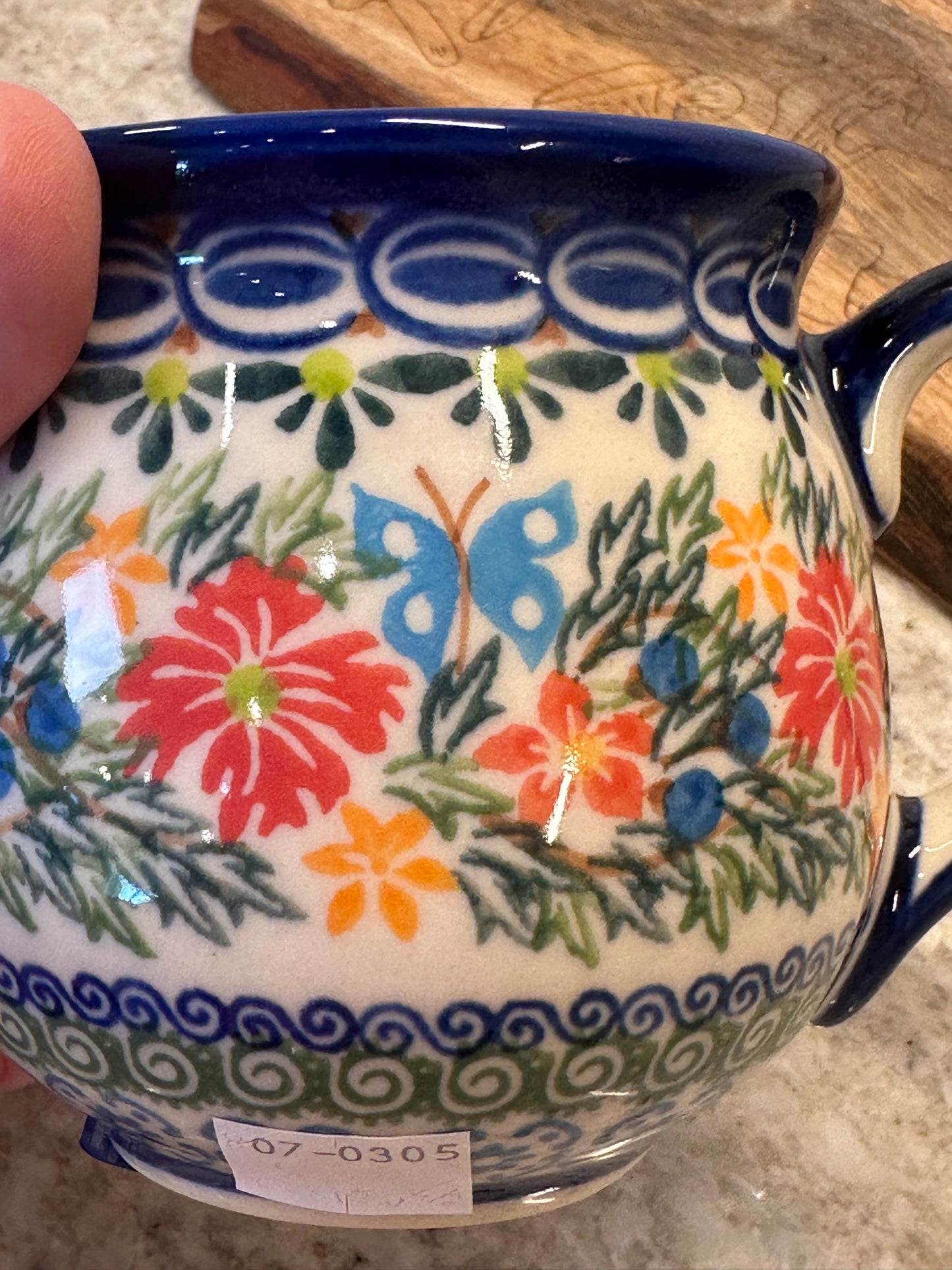 Kalich, Art Level, Blue Butterfly, Red/Orange/Blueberry Bubble Mug 12 oz
