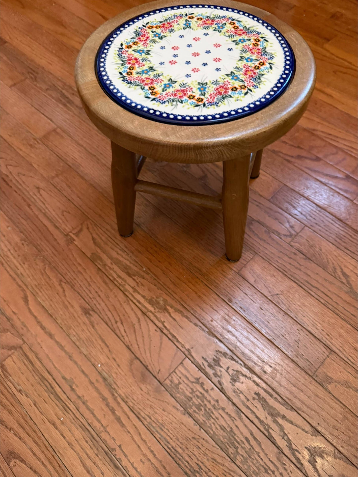 Polish Pottery Small Stool