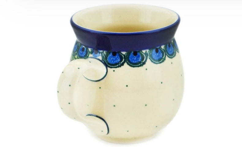 Ceramika Artystyczna, Majestic Peacock, Medium Bubble Mug 12 oz