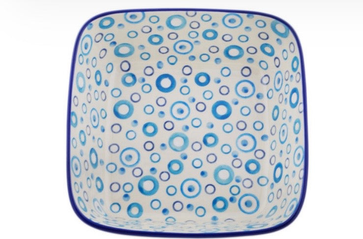 Ceramika Artystyczna, Unikat U5030, Groovy Blues, Square Bowl/Baker