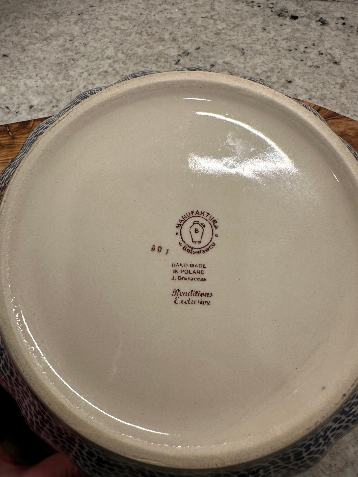 Manufaktura Polish Pottery,  Addie Jo, Large Scalloped Bowl