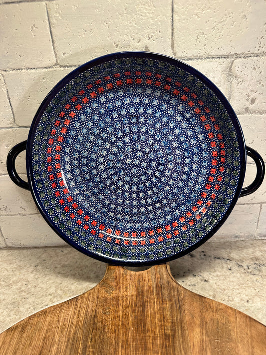 Millena Polish Pottery, Artist Basia, Large Handled Baker