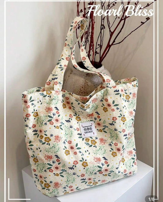Floral Bliss Large Shoulder Tote Bag
