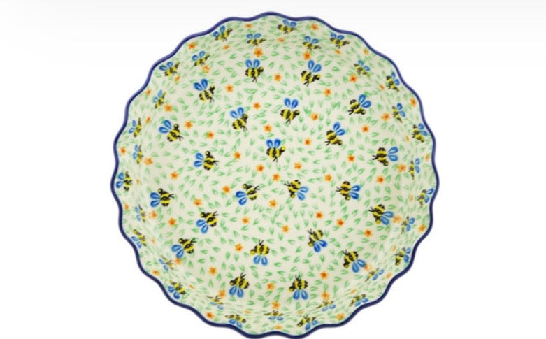 Ceramika Artystyczna,  Honey Bee, Fluted Baker/Pie Dish