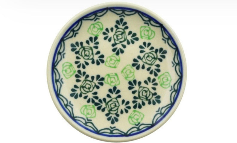 Ceramika Artystyczna, Green Cabbage Rose, Coaster/Mini Plate