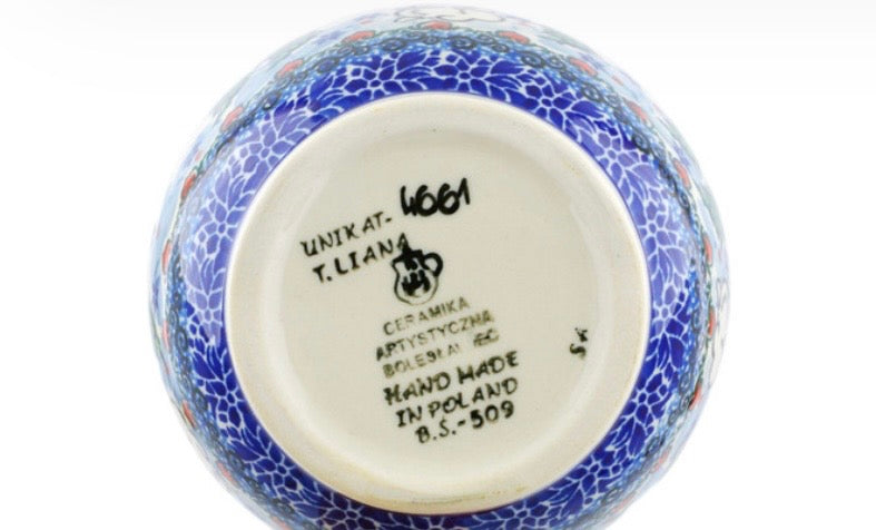 Ceramika Artystyczna Polish Pottery, Unikat 4661, Dancing Snowman, Loop Mug/Bowl