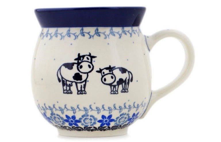 Ceramika Artystyczna, Happy Cow, Large Bubble Mug 16 oz.