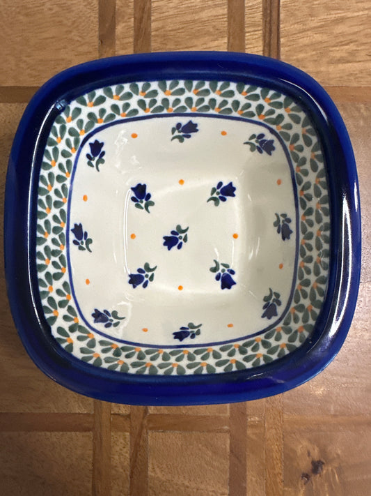 Zaklady Polish Pottery, Violet Tulips, 5" Square Bowl