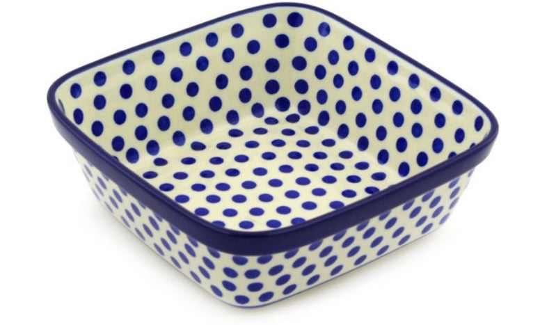Ceramika Artystyczna, Polka Dot Delight, Square Bowl/Baker 8"