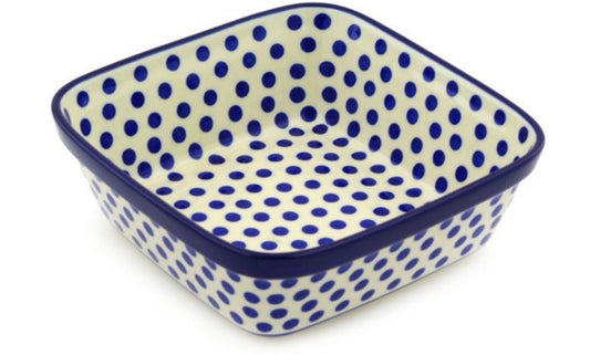 Ceramika Artystyczna, Polka Dot Delight, Square Bowl/Baker 8"