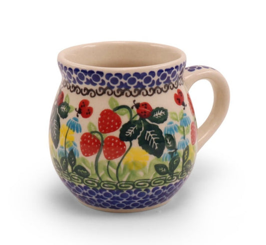 Ceramika Amfora Polish Pottery, Signature Unikat, Strawberry Lady, Belly Mug