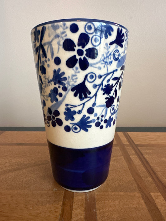 Manufaktura Polish Pottery In The Garden Blue Tall Tumbler
