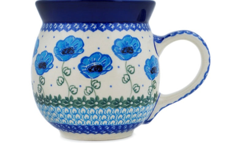 Ceramika Artystyczna Polish Pottery, Unikat Morning Poppies, Bubble Mug