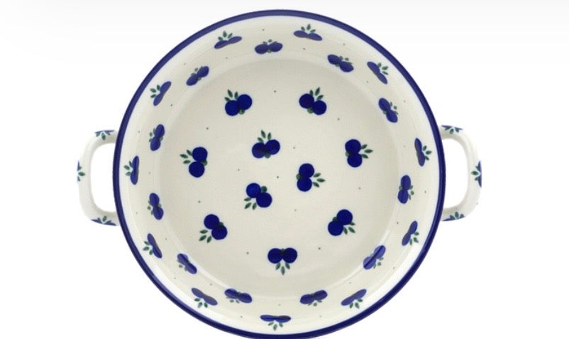 Ceramika Artystyczna, Wild Blueberry, Medium Round Handled Baker