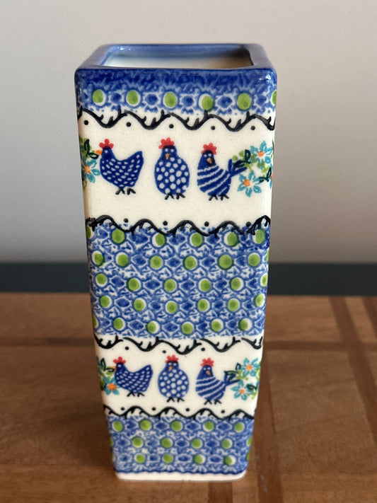 Galia Polish Pottery, Blue Chickens Vase