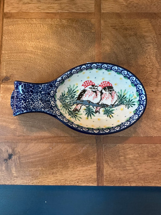 Ceramika Artystyczna Polish Pottery, Unikat Cozy Bullfinch Spoon Rest