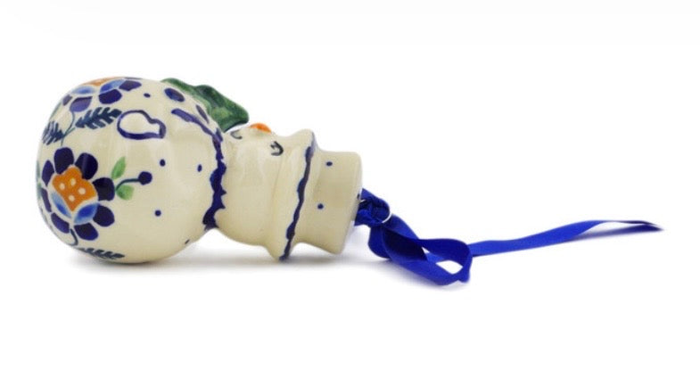 Manufaktura, Orange/Blue Flowers, Snowman Ornament