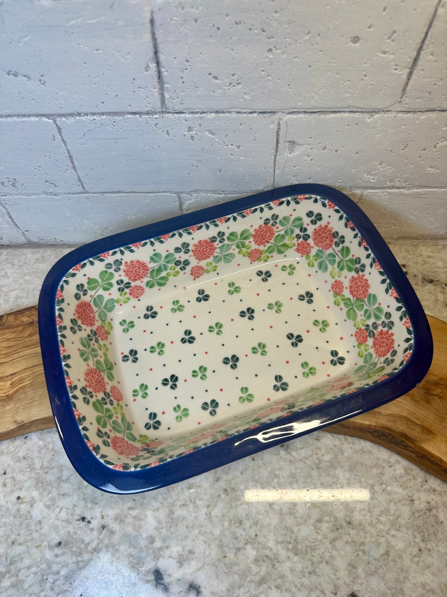 Ceramika Artystyczna, Clover Flower Wreath, Rectangular Baker