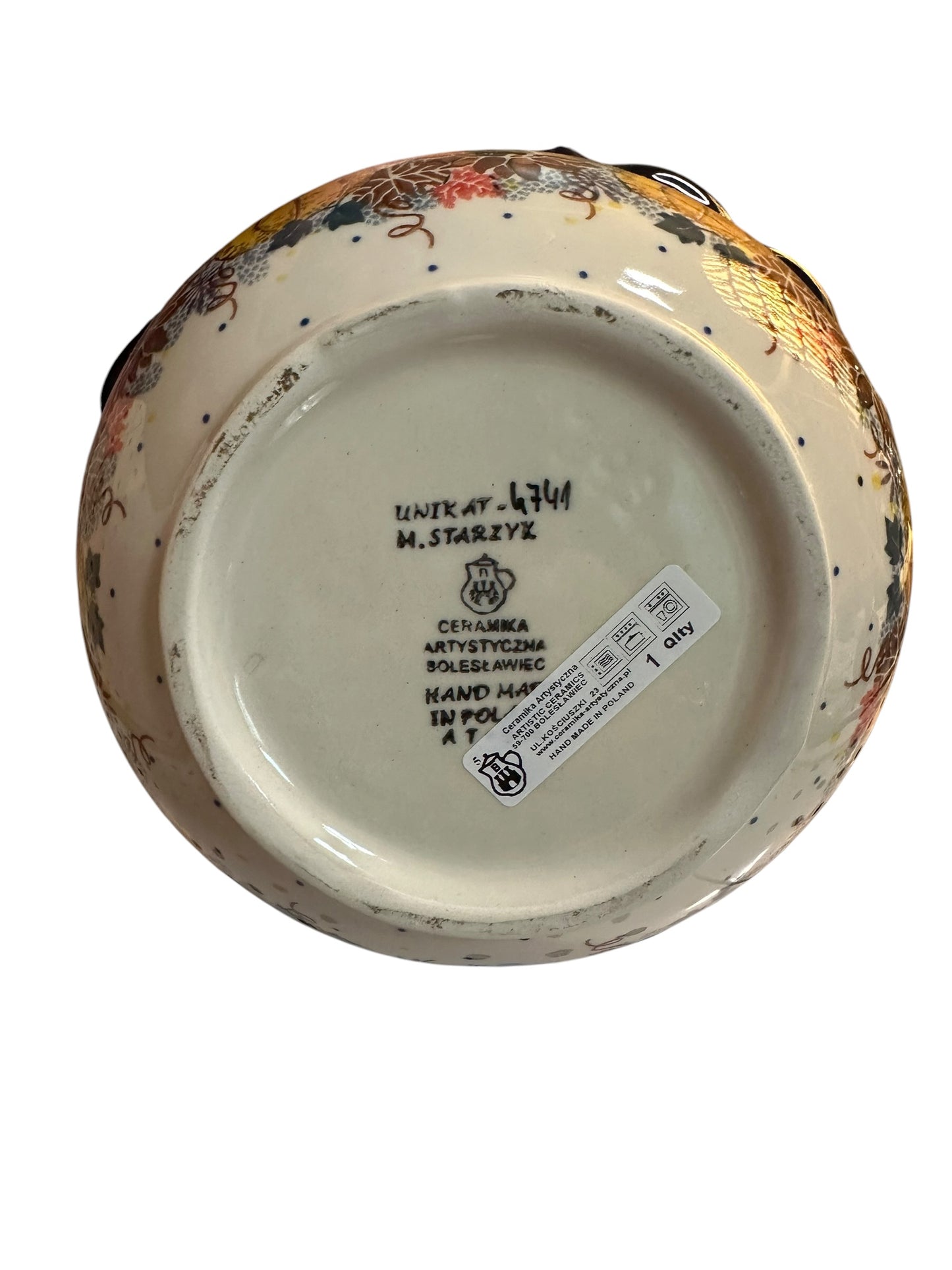 Ceramika Artystyczna, U4741, Falling Leaves, Scalloped Bowl 8"