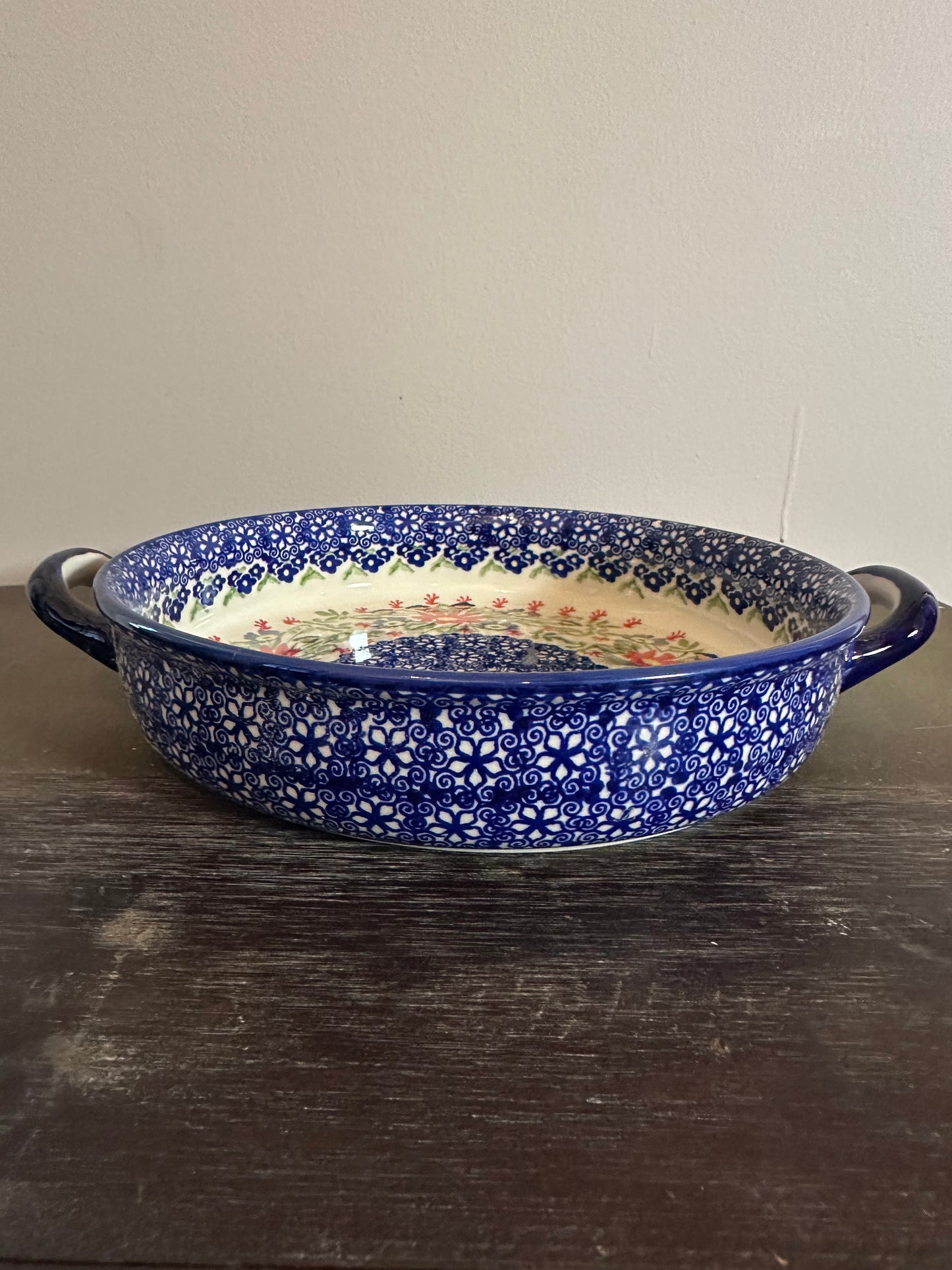 Manufaktura, Unikat Folk Flowers, Round Baker with Handles