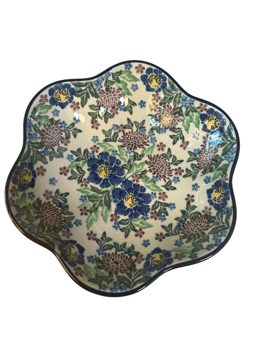 Ceramika Artystyczna, Unikat U5135, Byzantium Bliss, Flower  Shaped Bowl 8"
