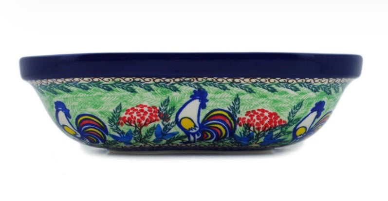 Ceramika Artystyczna, Summer Rooster, Square Bowl 10"