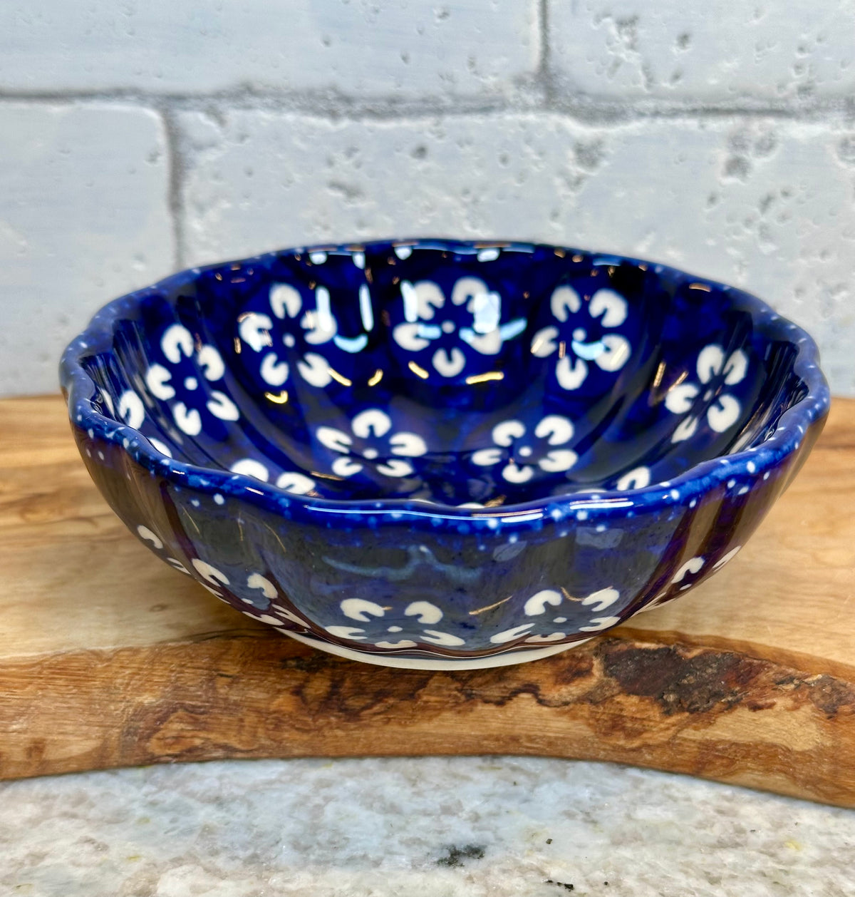 Manufaktura, Blue Blossom, Small Scalloped Bowl