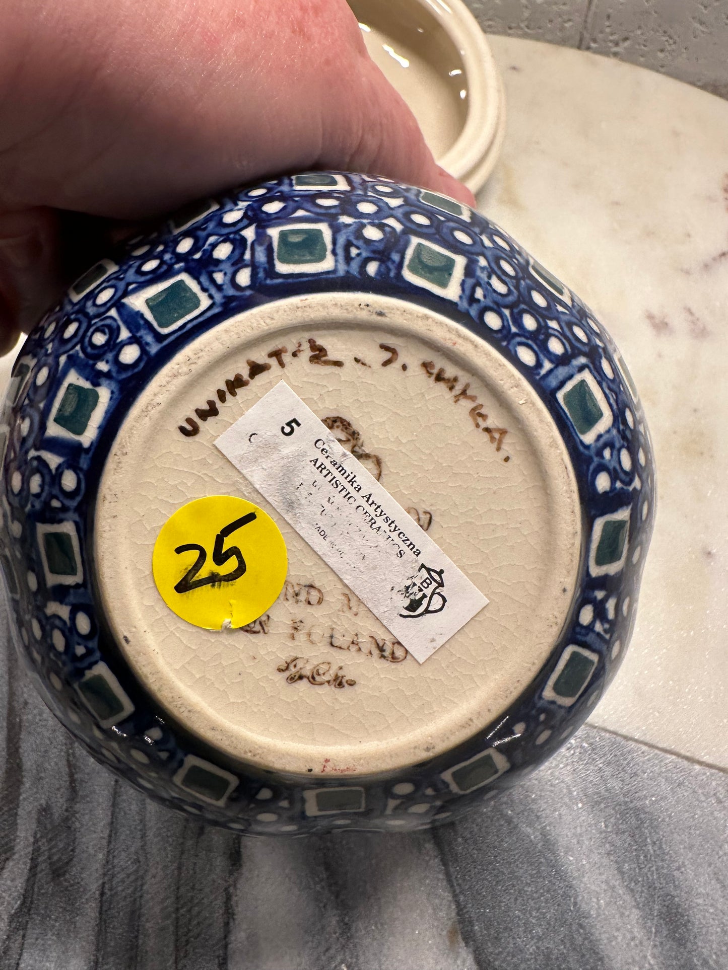 Ceramika Artystyczna Polish Pottery,  Preowned Apple Baker/Garlic Keeper