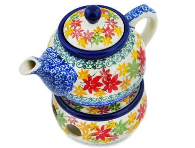 Ceramika Artystyczna, Fall Vibes, Tea or Coffee Pot with Heater 15 oz