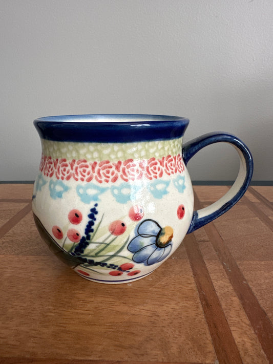 Ceramika WR Polish Pottery, Unikat, Spring Showers, 12 oz Belly Mug/Cup