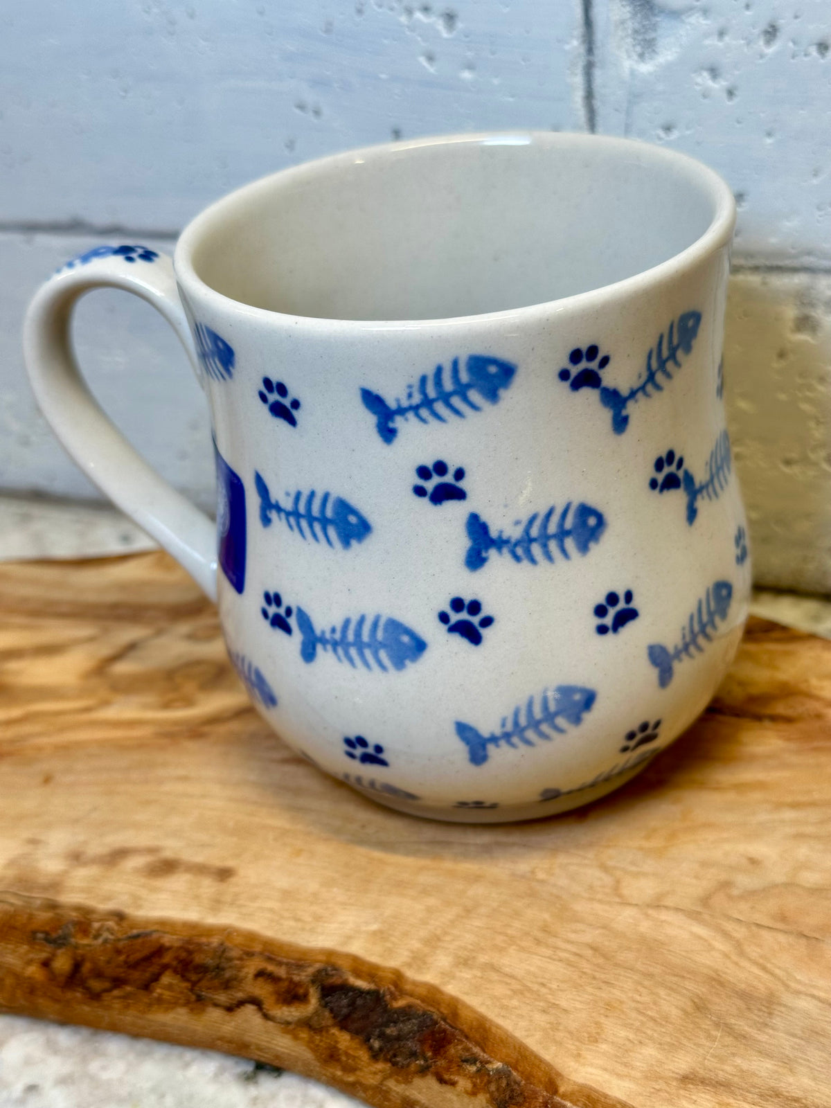 Moja Faktoria, Light Blue/Cobalt Kitty Face, Pear Shaped Mug