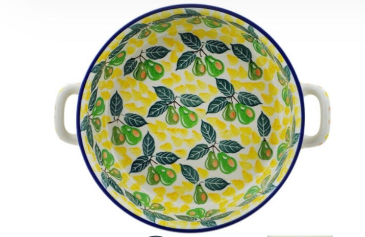 Ceramika Artystyczna, Fresh Pear, Large Round Baker with Handles