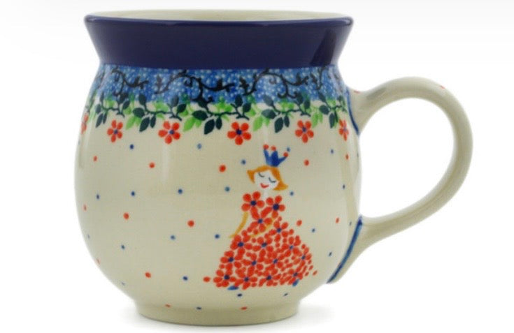 Ceramika Artystyczna, Princess In A Red Dress, Large Bubble Mug 16 oz
