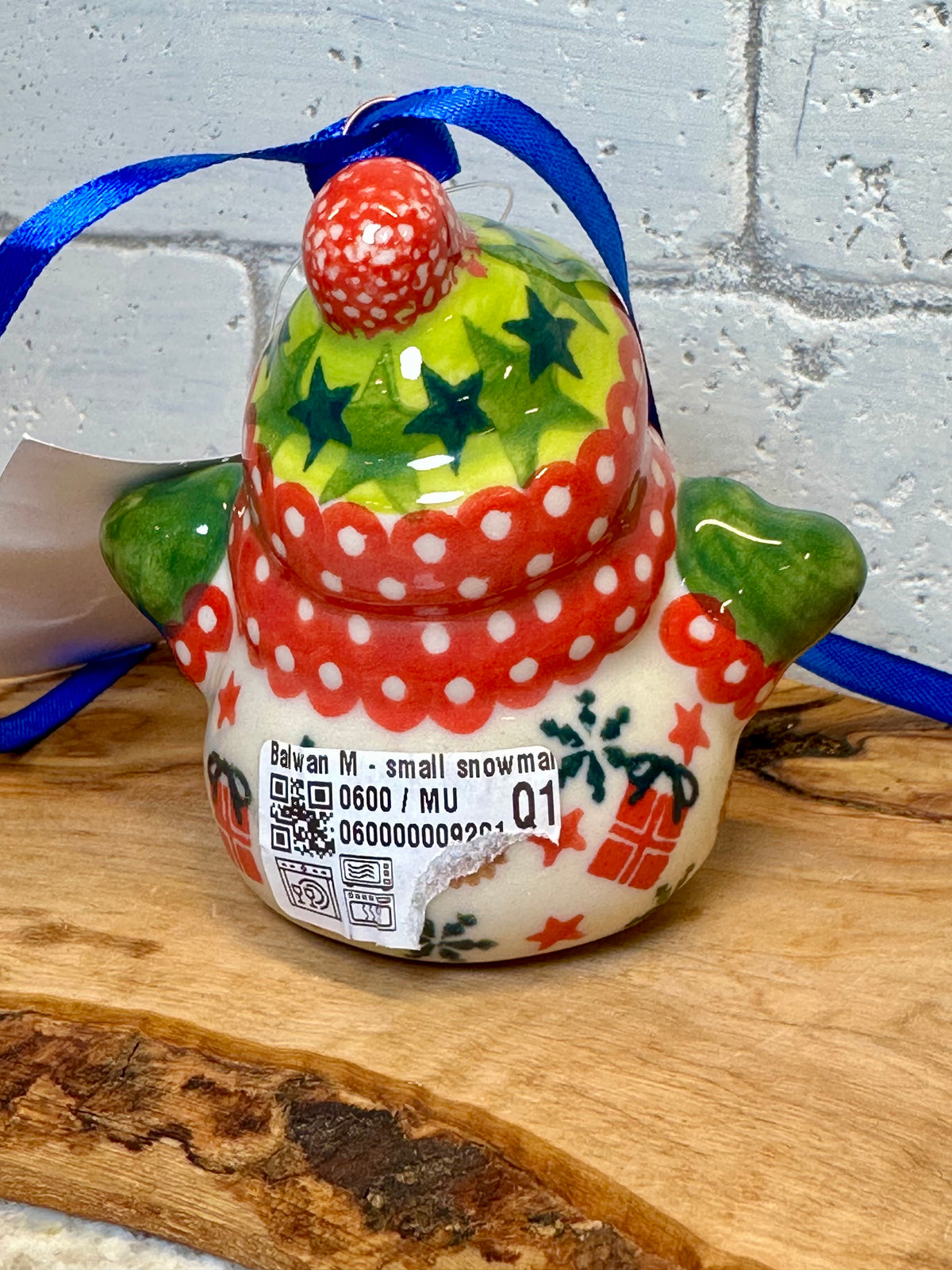 Kalich, Snowman with Green Hat, Rocking Horse Ornament