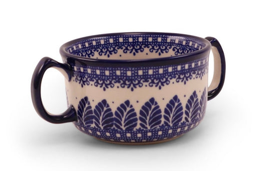 Millena Polish Pottery, Pattern B176, Bouillon Bowl with Handles