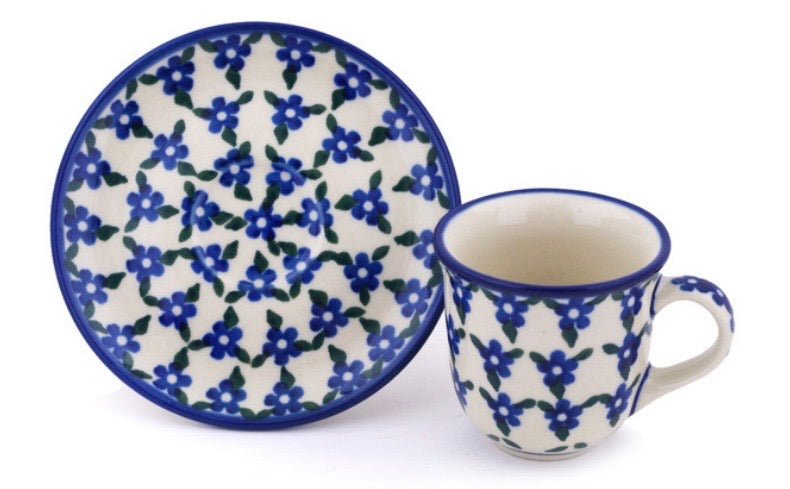 Ceramika Artystyczna, Blue Mandala, Espresso Cup with Saucer