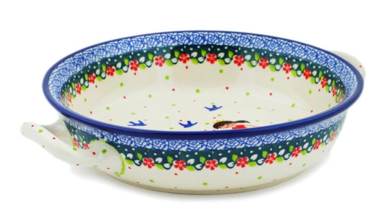 Ceramika Artystyczna Polish Pottery, Unikat U4, Bird, Prince and Princess, Baker/Bowl