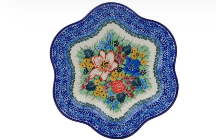 Ceramika Artystyczna, Unikat Splendid Hibiscus, Scalloped Fluted Bowl