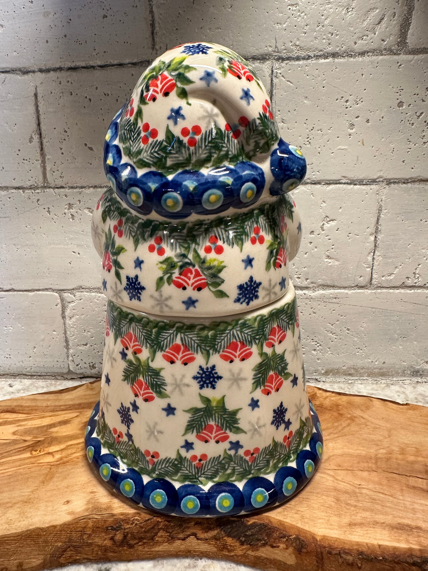 Kalich Polish Pottery, Signature Unikat Art Level, Bells In The Woods, Santa Jar