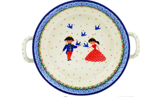 Ceramika Artystyczna Polish Pottery, Unikat U4, Bird, Prince and Princess, Baker/Bowl